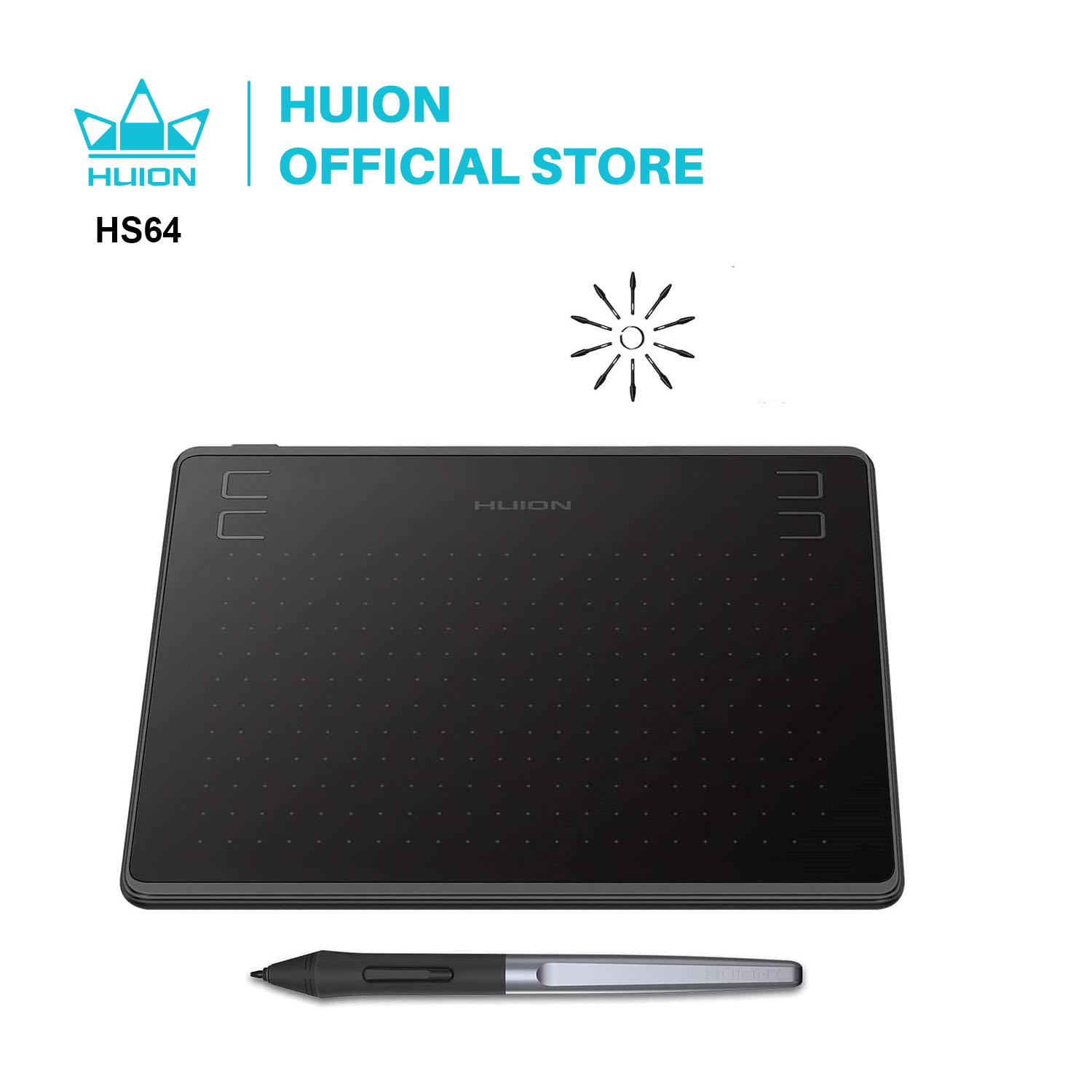 Graphic Tablet Accessories - HUION HS64 6x4 นิ้วแท็บเล็ตการวาดภาพกราฟิกแท็บเล็ตโทรศัพท์จิตรกรรมเครื่องมือแบตเตอรี่-ฟรีStylusสําหรับAndroid WindowsและmacOS