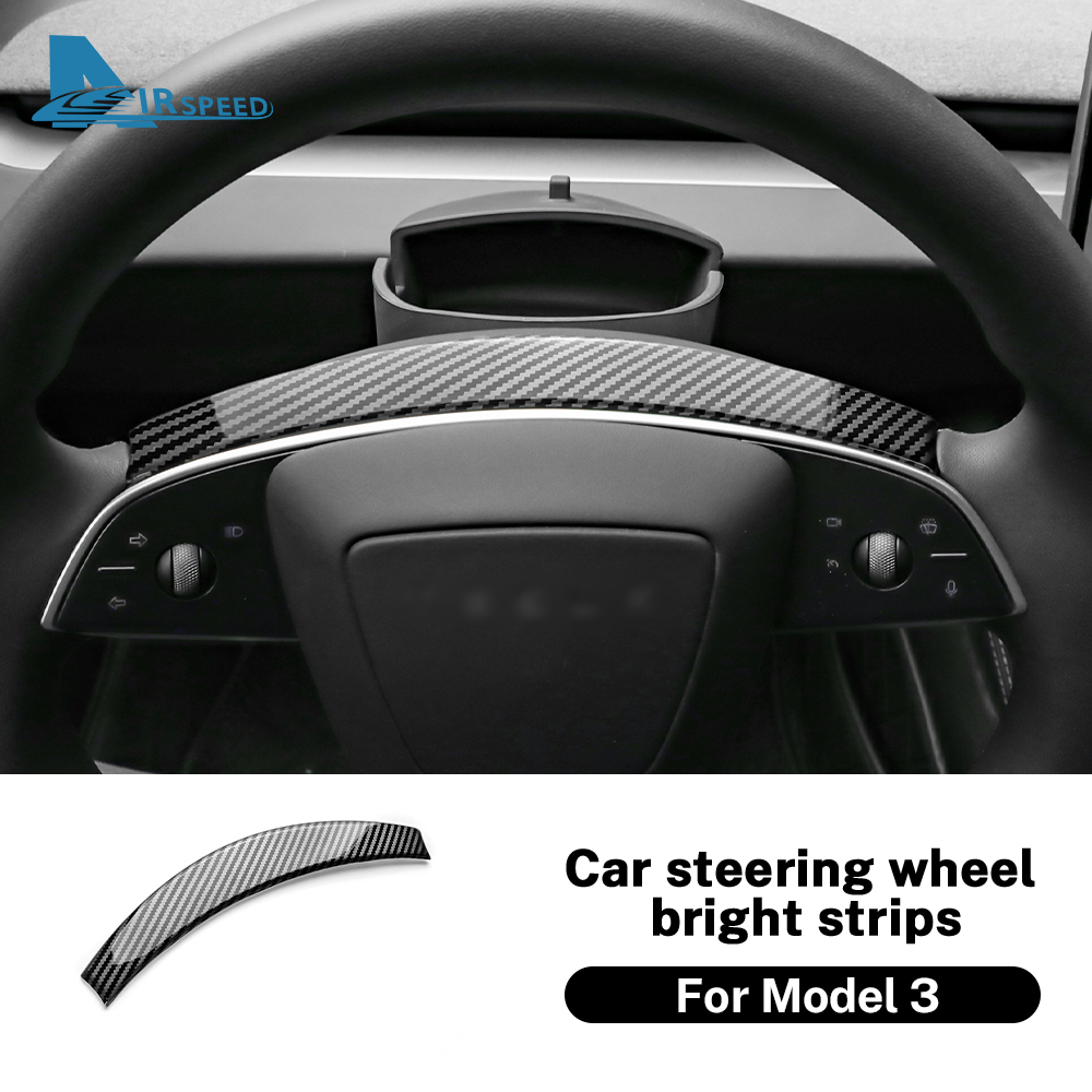 Tesla Tablet Accessories - ABS คาร์บอนไฟเบอร์พวงมาลัยกรอบสําหรับ Tesla รุ่น 3 Highland