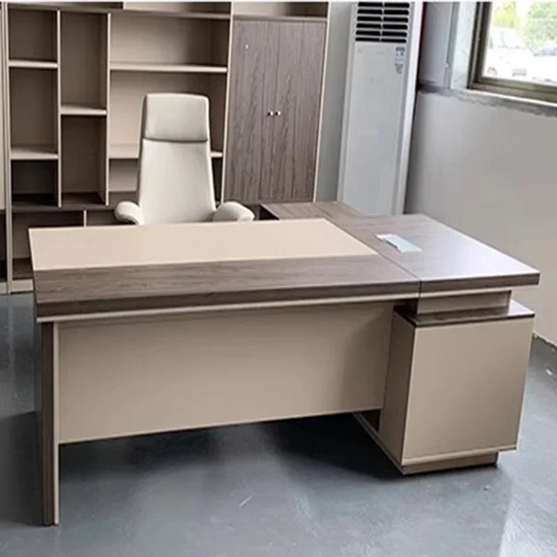 Office Table Accessories Unique - โต๊ะทำงานผู้บริหารสไตล์โพสต์โมเดิร์น โต๊ะคอมพิวเตอร์สำนักงาน โต๊ะอ่านหนังสือแบบมินิมอล โต๊ะเกมมิ่งพร้อมอุปกรณ์ตกแต่งน่ารัก เฟอร์นิเจอร์ที่มีเอกลักษณ์เฉพาะตัว